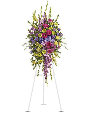 Elegant Funeral Standing Spray with Blooms Of Paradise Tribute