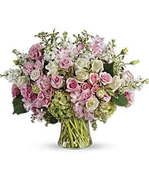 Grand Love Anniversary elegant vase arrangement with blooms0