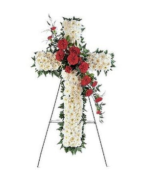 Elegant Funeral Flowers Cross for Sympathy and Honor Tribute