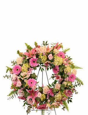 Elegant Pink Love Wreath for Funeral | Blooms Of Paradise Tribute