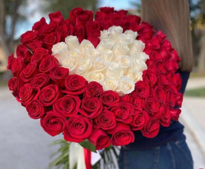 100 Roses Heart Bouquet - Blooms of Paradise Cambridge