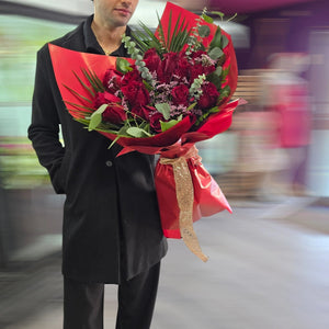 Elegant Red Rose Bouquet – Classic Love Expression - Blooms of Paradise Cambridge