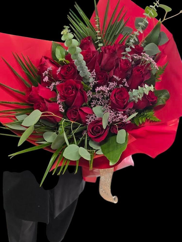 Elegant Red Rose Bouquet – Classic Love Expression - Blooms of Paradise Cambridge