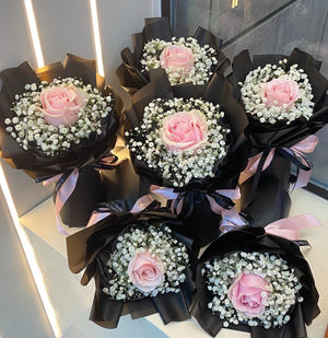 Elegant Single Pink Rose Bouquet - Blooms of Paradise Cambridge