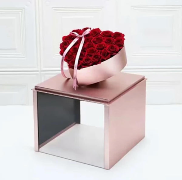 🌹 Eternal Love – Luxury Red Rose Heart Box in Acrylic Display 💝 - Blooms of Paradise Cambridge