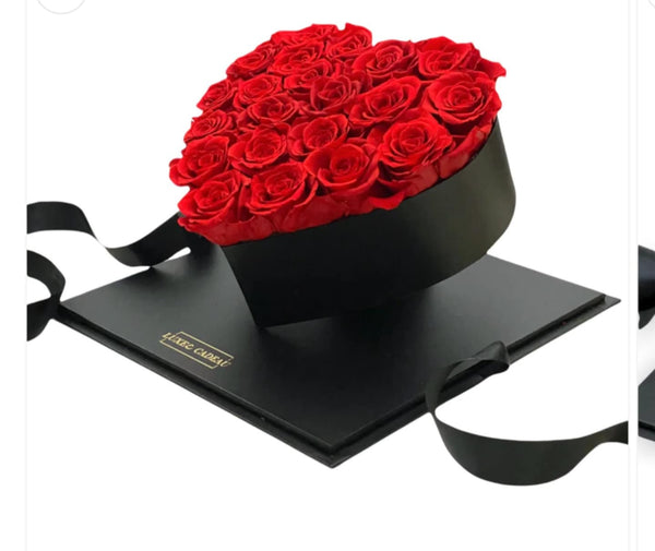 🌹 Eternal Love – Luxury Red Rose Heart Box in Acrylic Display 💝 - Blooms of Paradise Cambridge