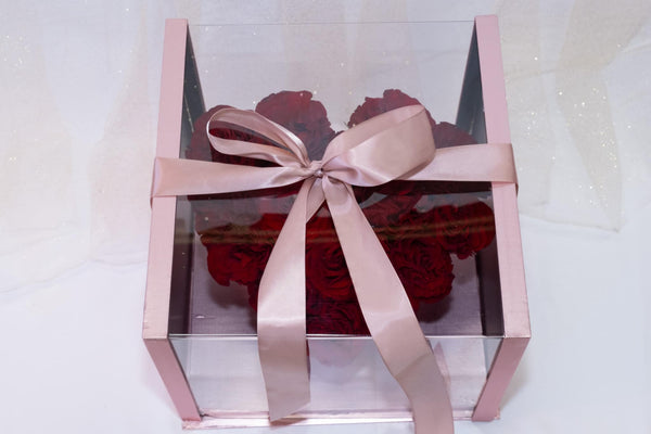 🌹 Eternal Love – Luxury Red Rose Heart Box in Acrylic Display 💝 - Blooms of Paradise Cambridge