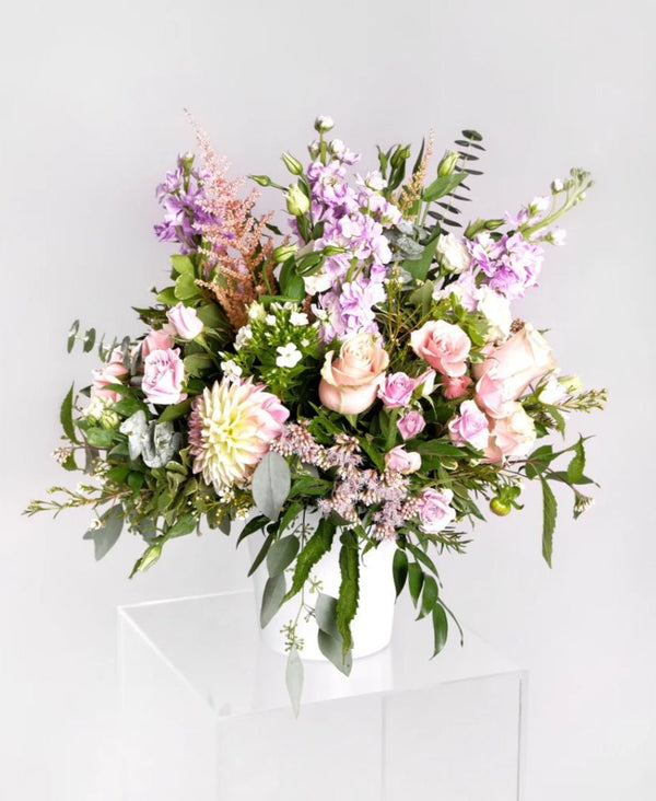 Large Pretty Pastel Vase Arrangement - Blooms of Paradise Cambridge