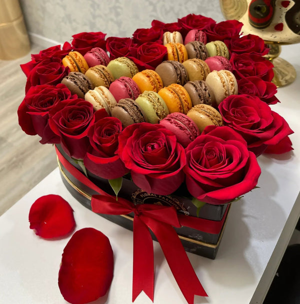 Roses & French Macarons / Valentine’s Day - Blooms of Paradise Cambridge