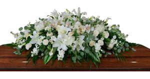 White casket spray - Blooms of Paradise Cambridge