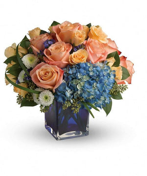 Bold Blush Baby Boy Floral Vase Arrangement - Blooms Of Paradise for Him