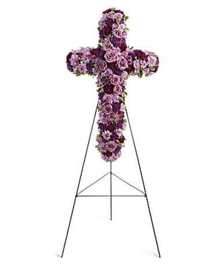 Deepest Faith Cross arrangement for funeral flower delivery by Blooms Of Paradise