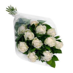 Dozen Wrapped White Roses - Blooms of Paradise