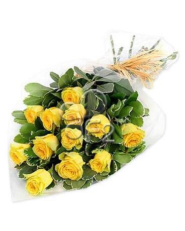 Dozen Wrapped Yellow Roses - Blooms of Paradise